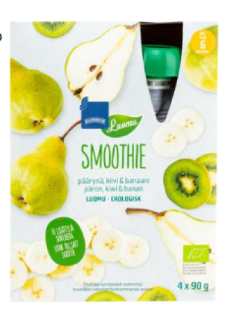 Органическое фруктовое пюре Rainbow 4x90 г груша, киви и банан с 6 месяцев