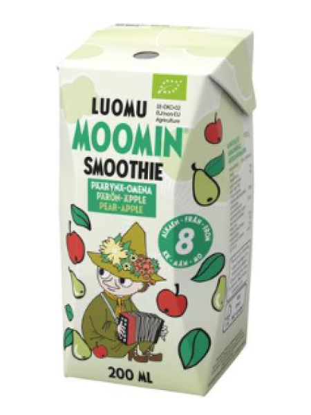 Органический грушево-яблочный смузи Moomin päärynä omena 200мл