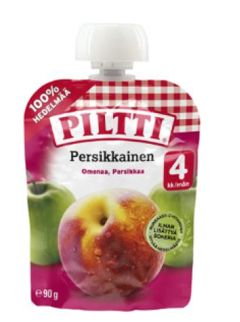 Фруктовое пюре Piltti Persikkainen Omena 90г яблоко персик с 4 месяцев