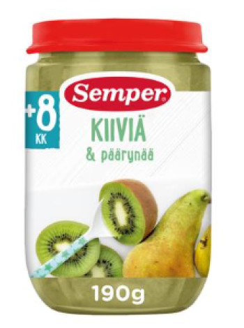 Фруктовое пюре Semper Kiivi яблоко и груша 8 месяцев 190г
