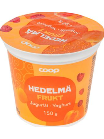 Йогурт с фруктами Coop Hedelmä 150г персик, абрикос, малина