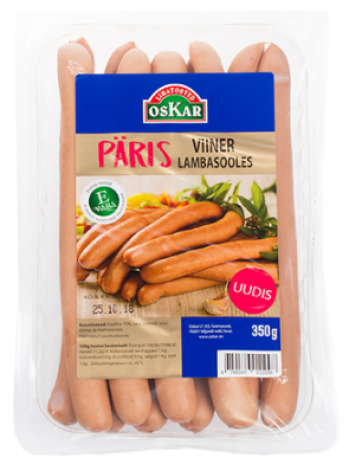 Колбаски в натуральной оболочке OSKAR Viiner lambasooles Päris 350г