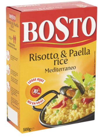 Рис ризотто Bosto risotto paella 500г