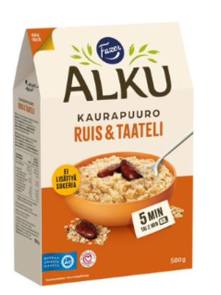 Мюсли ржаные Fazer Alku Ruis-Taateli Kaurapuuro 500г с финиками 