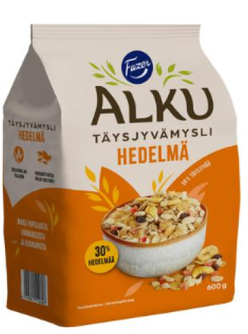 Цельнозерновые мюсли Fazer Alku Hedelmä täysjyvämysli 600г папайя, ананас, банан и кокос