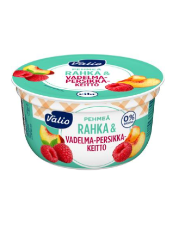 Мягкий творожок Valio pehmeä rahka & vadelma-persikkakeitto 150г малина персик без лактозы