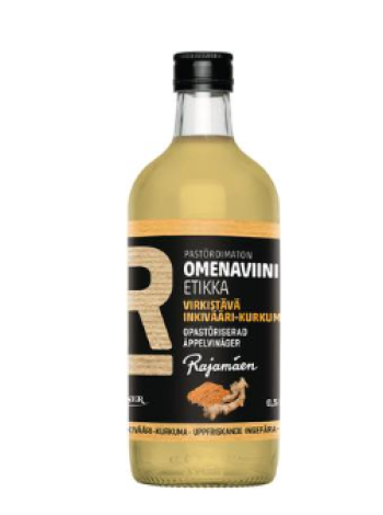 Уксус яблочный непастеризованный Rajamäen Pastöroimaton omenaviinietikka inkivääri-kurkuma 0,5л имбирь куркума