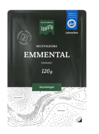 Сыр без лактозы Kuusamon Juusto Mustaleima Emmental 120г в нарезке