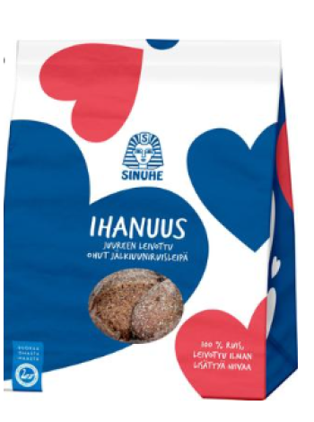 Финские ржаные хлебцы Sinuhe Ihanuus jälkiuuniruisleipä 295г