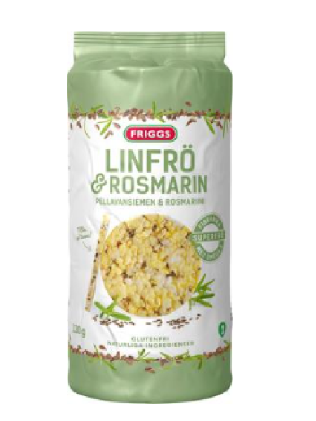 Кукурузные хлебцы с семенами льна и розмарина Friggs Gluteeniton Maissikakku Pellavansiemenet & rosmariini 130г без глютена