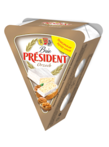 Сыр Бри с белой плесенью с орехами PRESIDENT Brie valgehallitusjuust pähklitega 125г 