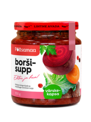 Борщ из свежей капусты с говядиной PÕLTSAMAA Värskekapsaborš veiselihaga 530 г