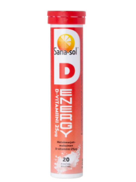 Шипучие таблетки Sana-sol D-Energy D25µg 20шт со вкусом лесных ягод