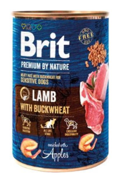 Влажный корм для собак Brit Premium by Nature баранина-гречка 400 г 6 шт 