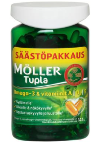 Капсулы Moller Tupla омега-3 витамины A, D и E 160 шт 