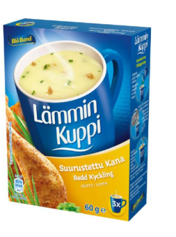 Безлактозный куриный бульон Blå Band Lämmin Kuppi 3x20г