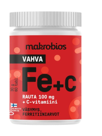 Витаминный препарат Makrobios Strong Iron 100 мг + витамин С 60 таблеток