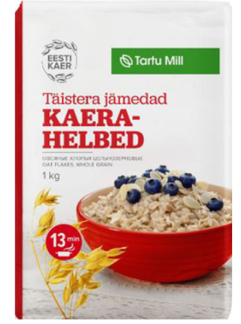 Цельнозерновая овсянка грубого помола TARTU MILL Täistera jämedad kaerahelbed 1 кг