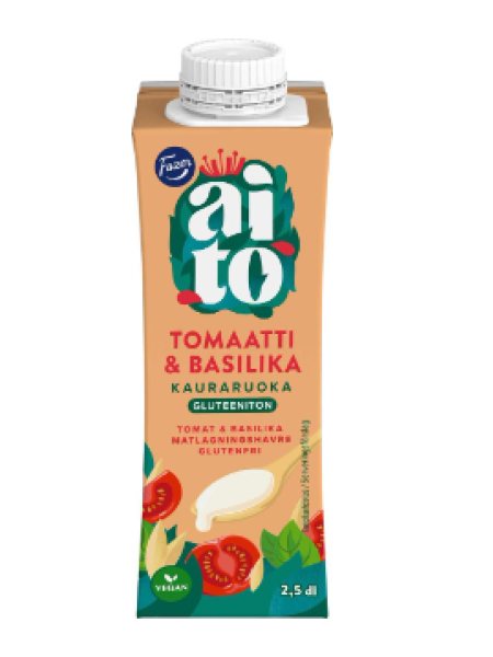 Овсяная заготовка для приготовления пищи Fazer Aito Kauraruoka Tomaatti & Basilika 2,5дл без глютена