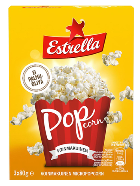 Попкорн со вкусом сливочного масла Estrella Micropopcorn 3 упаковки 240г