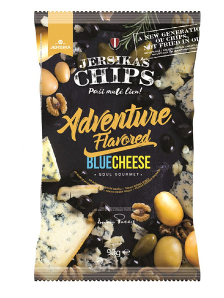 Чипсы со вкусом голубого сыра Jersika Sinihallitusjuustu krõpsud 90г