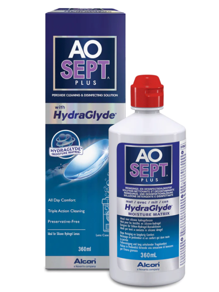 Раствор для контактных линз пероксидный AO SEPT PLUS HydraGlyde 360мл
