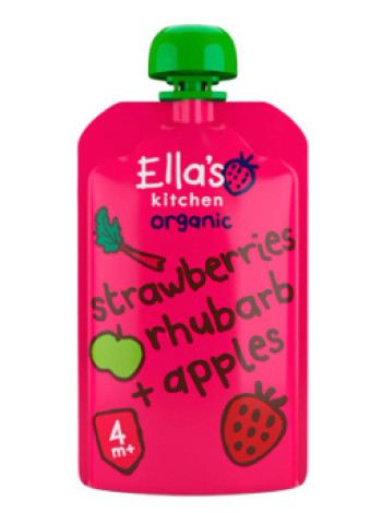 Пюре органическое клубника-ревень-яблоко Ella's Kitchen Mansikka-raparperi-omenasose 120г с 4 месяцев