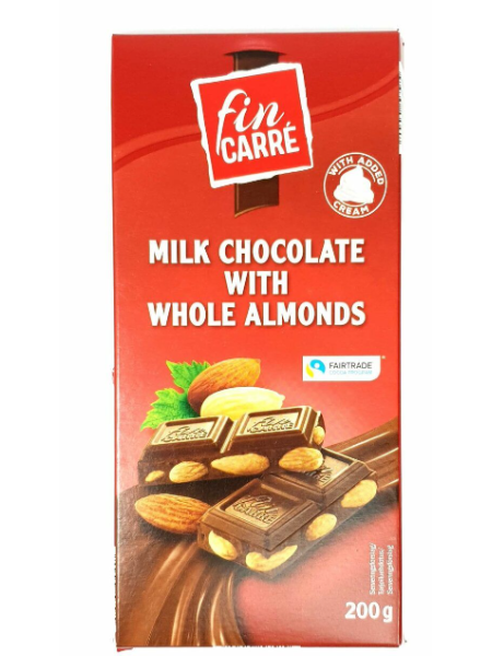 Молочный шоколад с миндалем Fin Carre 200г