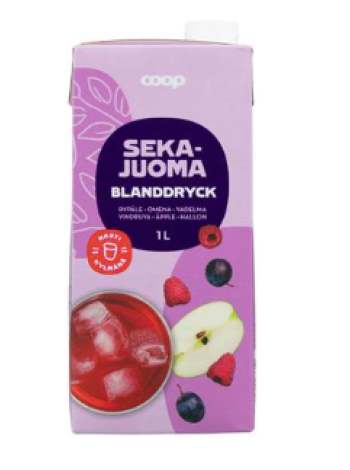 Напиток сокосодержащий Coop Sekajuoma 1л виноград, яблоко и малина