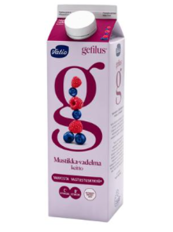Кисель с витаминами С и D Valio Gefilus Mustikka-Vadelma Keitto 1л черника малина