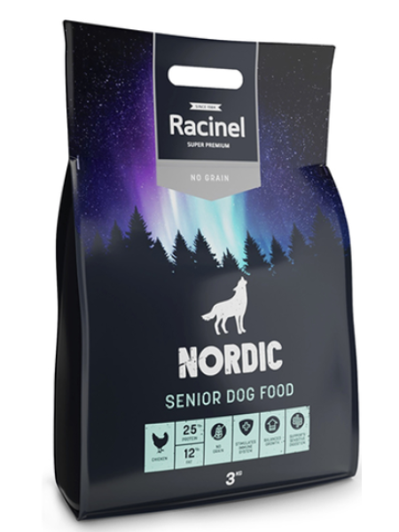 Сухой корм с курицей для пожилых собак Racinel Nordic 3кг