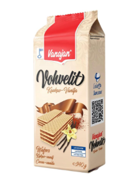Вафли Vanaja Vohvelit kaakao-vanilja 240г какао-ваниль