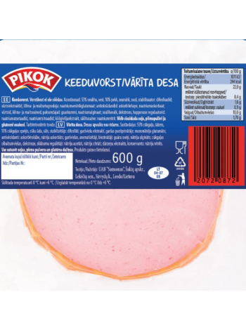 Вареная колбаса в нарезке Pikok 600г