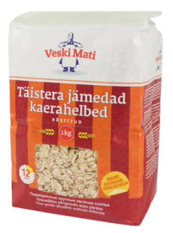 Цельнозерновая овсяная крупа VESKI MATI Täistera jämedad kaerahelbed 1кг