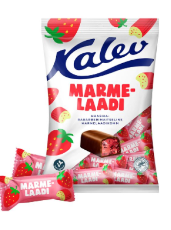 Мармеладные конфеты Kalev со вкусом клубники и ревеня 175г