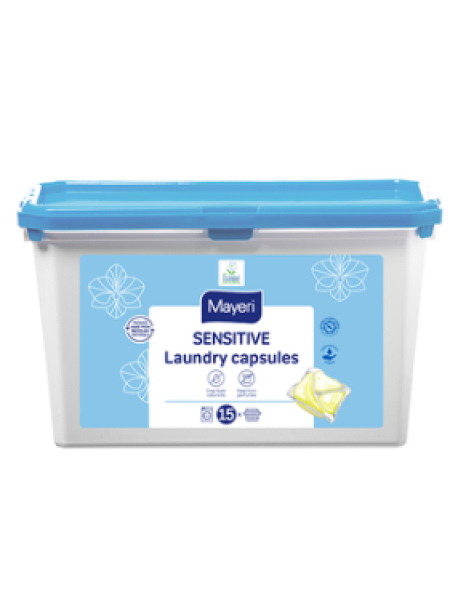 Капсулы с гелем для стирки Mayeri Sensitive 15 шт без запаха
