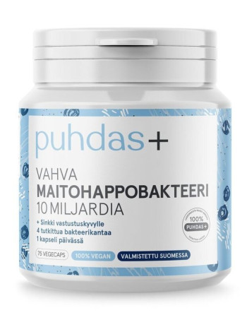 Растительные капсулы с лактобактериями, PUHDAS+ VAHVA MAITOHAPPOBAKTEERI, 75 шт