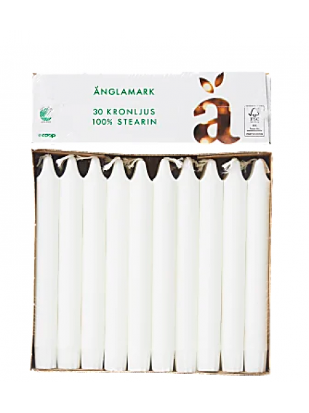 Набор свечей Änglamark в виде короны 20 см 30шт цвет белый