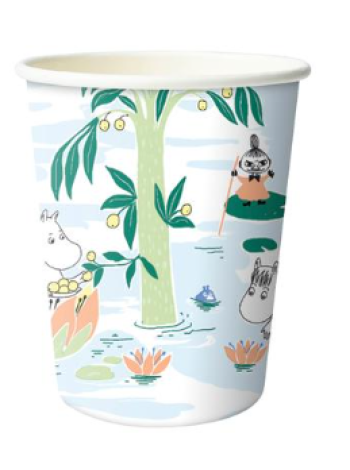 Одноразовые чашки для горячих напитков 250 мл Муми-кувшинка FSC 16x10 шт