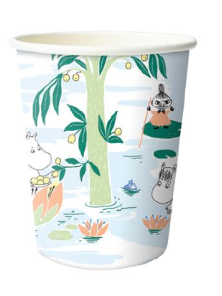 Одноразовые чашки для горячих напитков 250 мл Муми-кувшинка FSC 16x10 шт