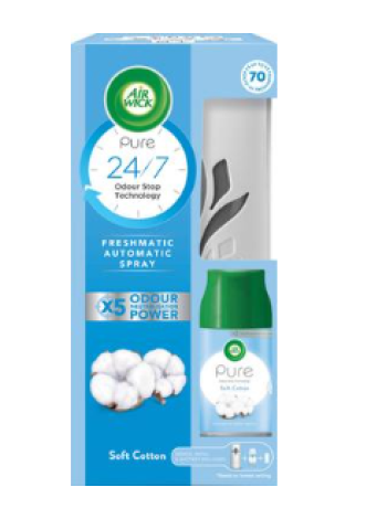 Освежитель воздуха + сменный блок AirWick FM Pure Soft Cotton kone+täyttö 250 мл