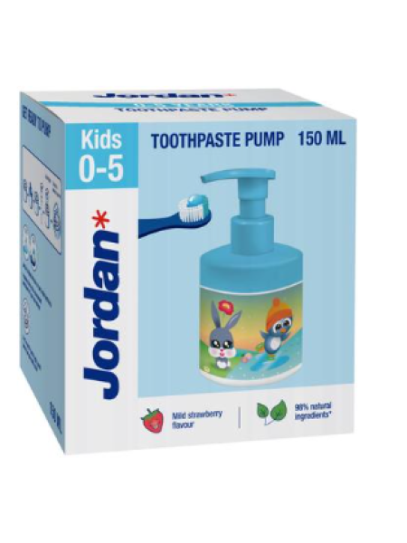 Детская зубная паста с дозатором Jordan Kids 0-5 лет 150 мл мягкий клубничный вкус 