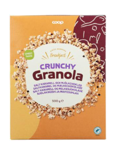 Мюсли гранола Coop с соленой карамелью и молочным шоколадом 500 г