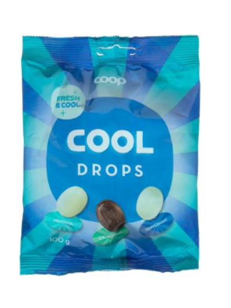 Леденцы от боли в горле Coop Cool Drops ментол, мята и эвкалипт 100 г