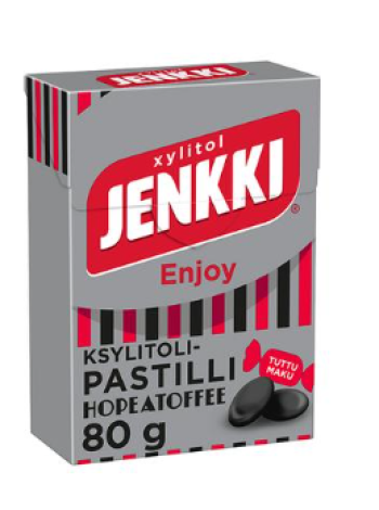 Леденцы с ксилитом Jenkki Enjoy Hopeatoffee ksylitolipastilli 80г