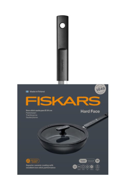 Сковорода с крышкой Fiskars Hard Face Sauté 24 см