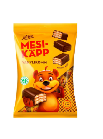 Конфеты с вафель и ореховым кремом Kalev Mesikäpp Kalev Mesikäpp vahvli- ja pähklikreemiga kompvekid 150г