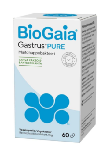 Препарат на основе молочнокислых бактерий для здоровье кишечника BioGaia Gastrus PURE 60шт
