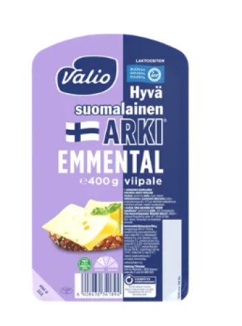 Сыр без лактозы Валио  Valio Hyvä suomalainen Arki emmental 400г в нарезке