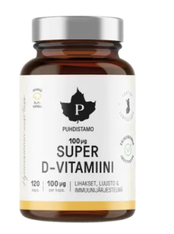 Концентрированный препарат витамина D3 Puhdistamo Super D-vitamiini 100 µg 120шт